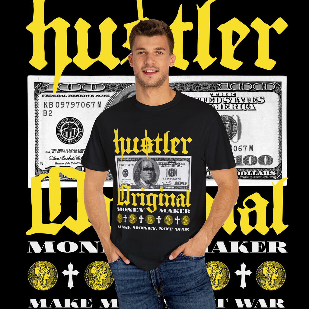 Hustler Graphic T-Shirt: Garment-Dyed Cotton Tee, Streetwear Style