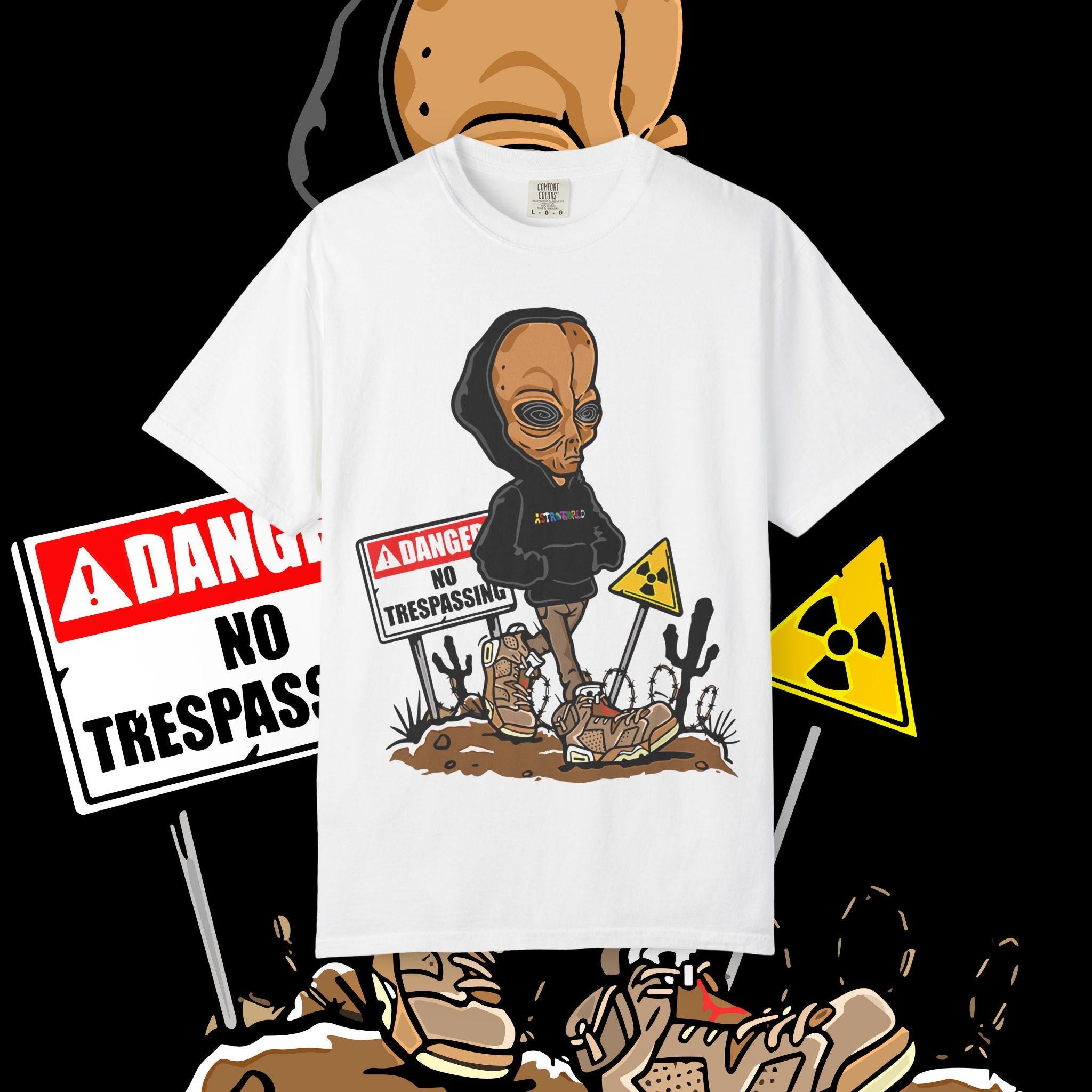 Alien Graphic Tee: Unisex Garment-Dyed US Cotton T-Shirt