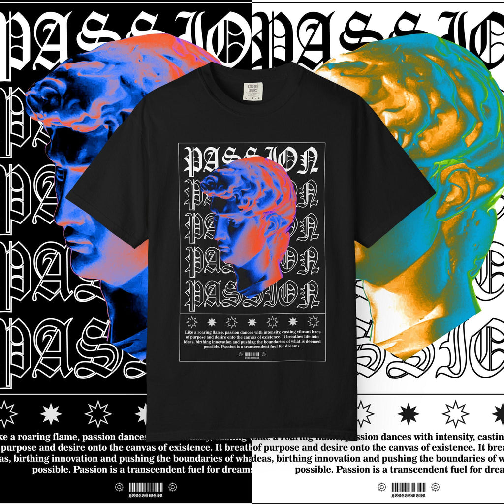 Garment-Dyed Cotton Graphic Tee: Passion Unisex T-Shirt