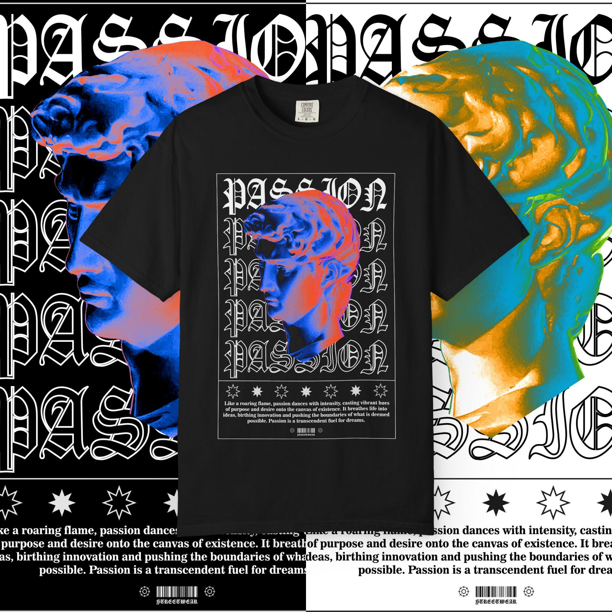 Garment-Dyed Cotton Graphic Tee: Passion Unisex T-Shirt