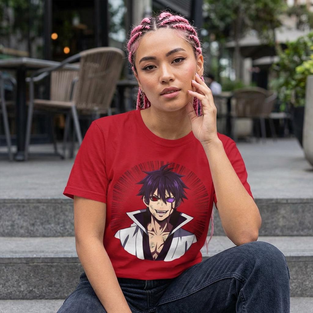 Anime Villain Portrait T-Shirt | Smirking Manga Character Tee