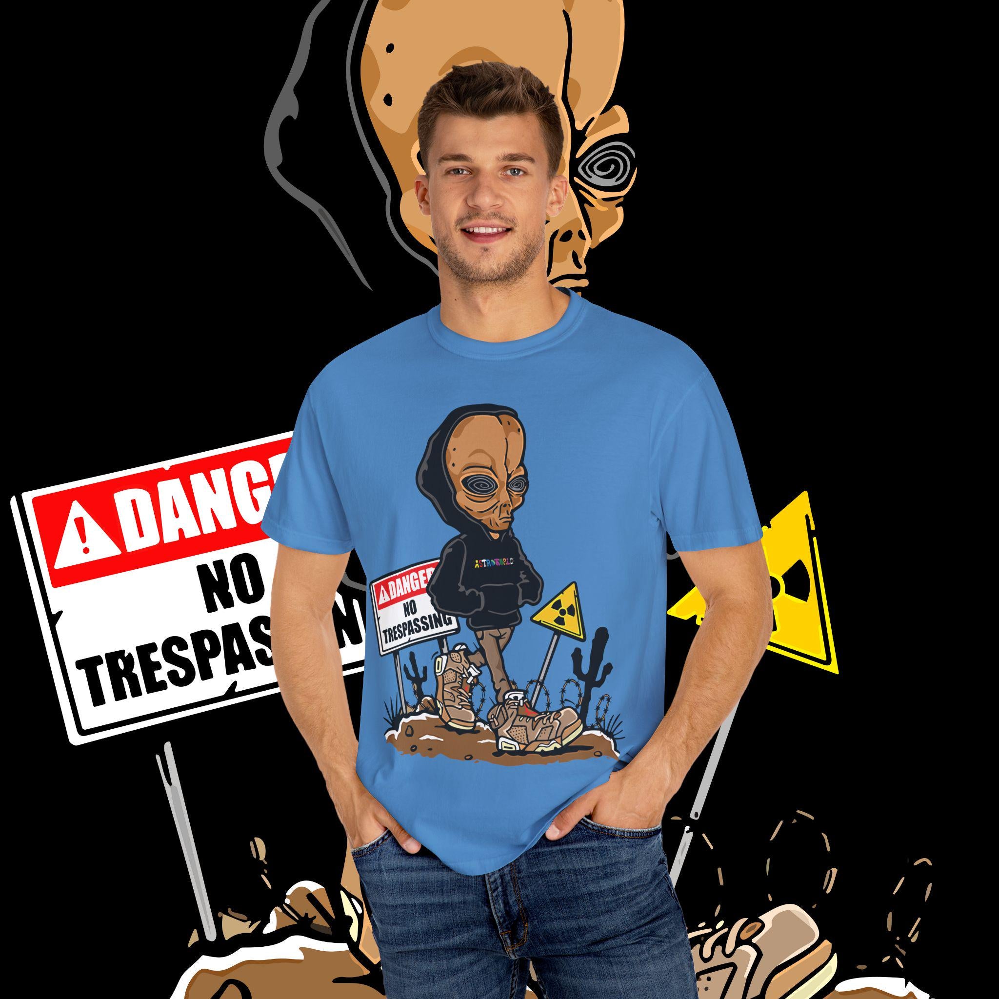 Alien Graphic Tee: Unisex Garment-Dyed US Cotton T-Shirt