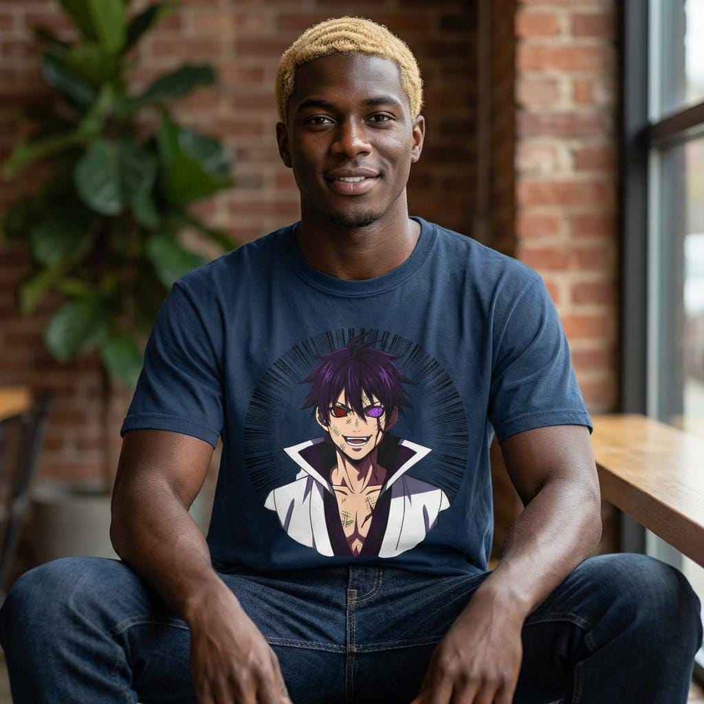 Anime Villain Portrait T-Shirt | Smirking Manga Character Tee
